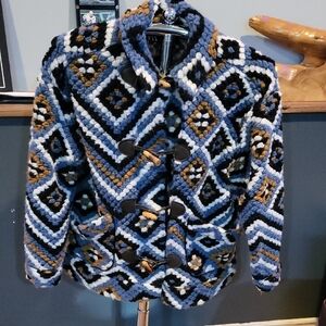 Zara Lapel Collar Crochet Toggle Jacket